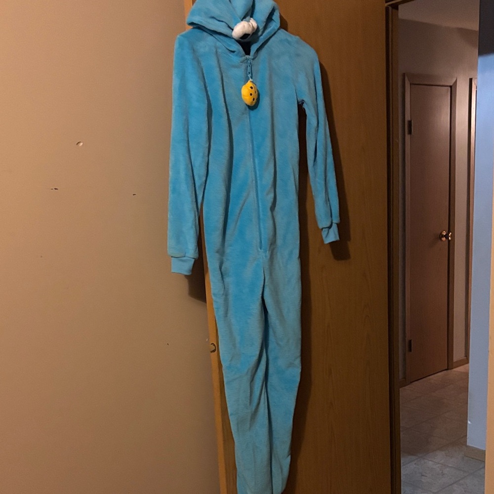 Sesame Street Light Blue Pajama Onesie Cookie Monster onesie so love these!